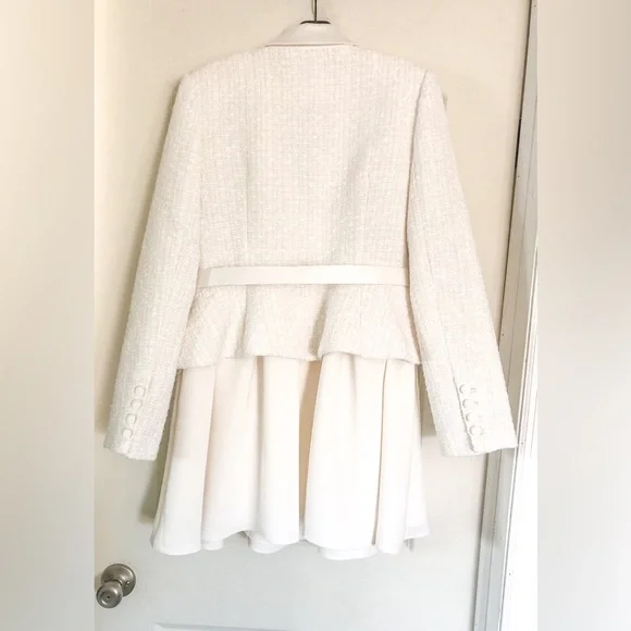 Self - Portrait Tailored Cream Color Boucle Mini Dress - Picture 14 of 16